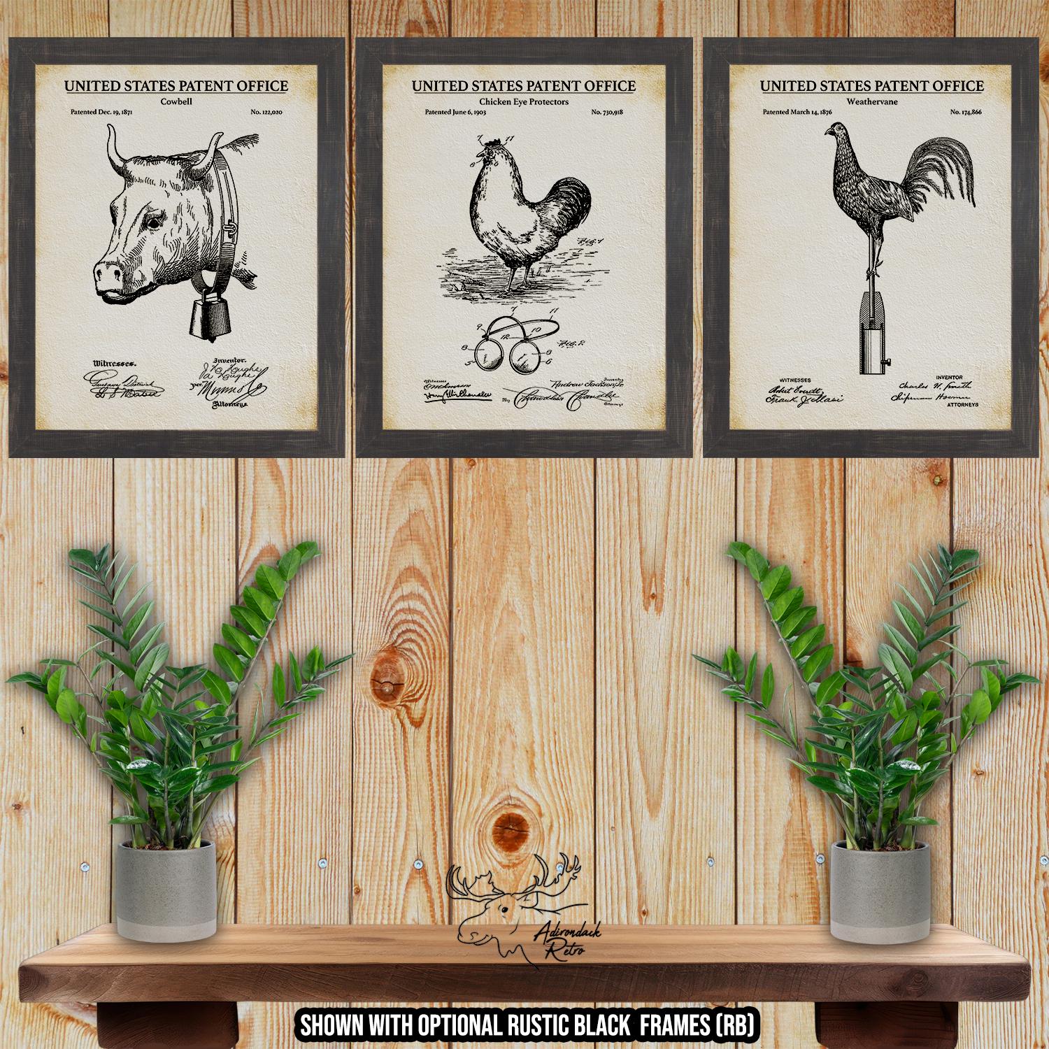 Farmhouse Patent Print Set of 3 - Farm Animal Inventions at Adirondack Retro