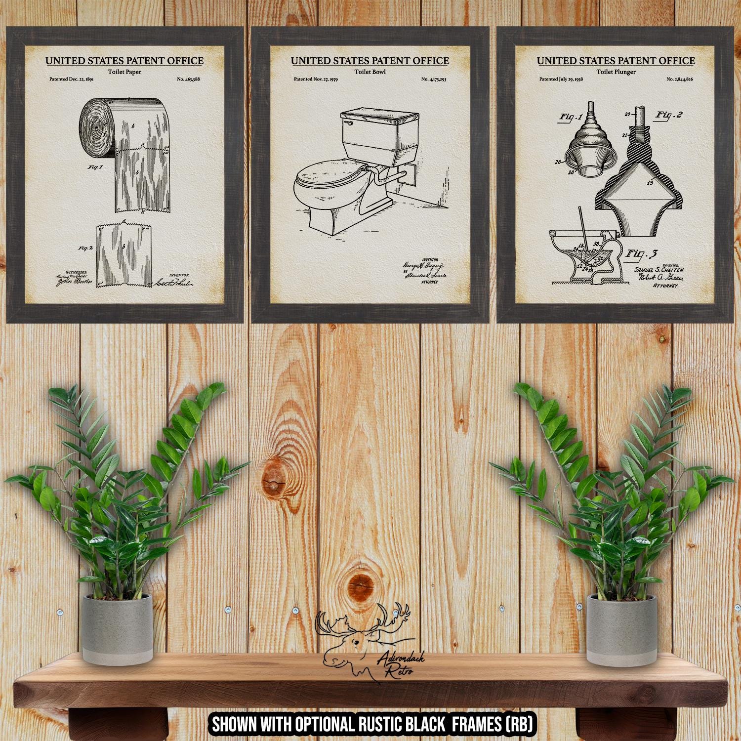 Bathroom Patent Print Set of 3 - Bathroom Inventions at Adirondack Retro