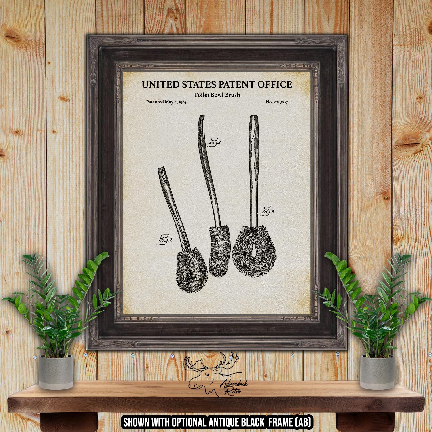 Toilet Bowl Brush Patent Print - Vintage Toilet Brush Poster - 1965 Bathroom Invention at Adirondack Retro