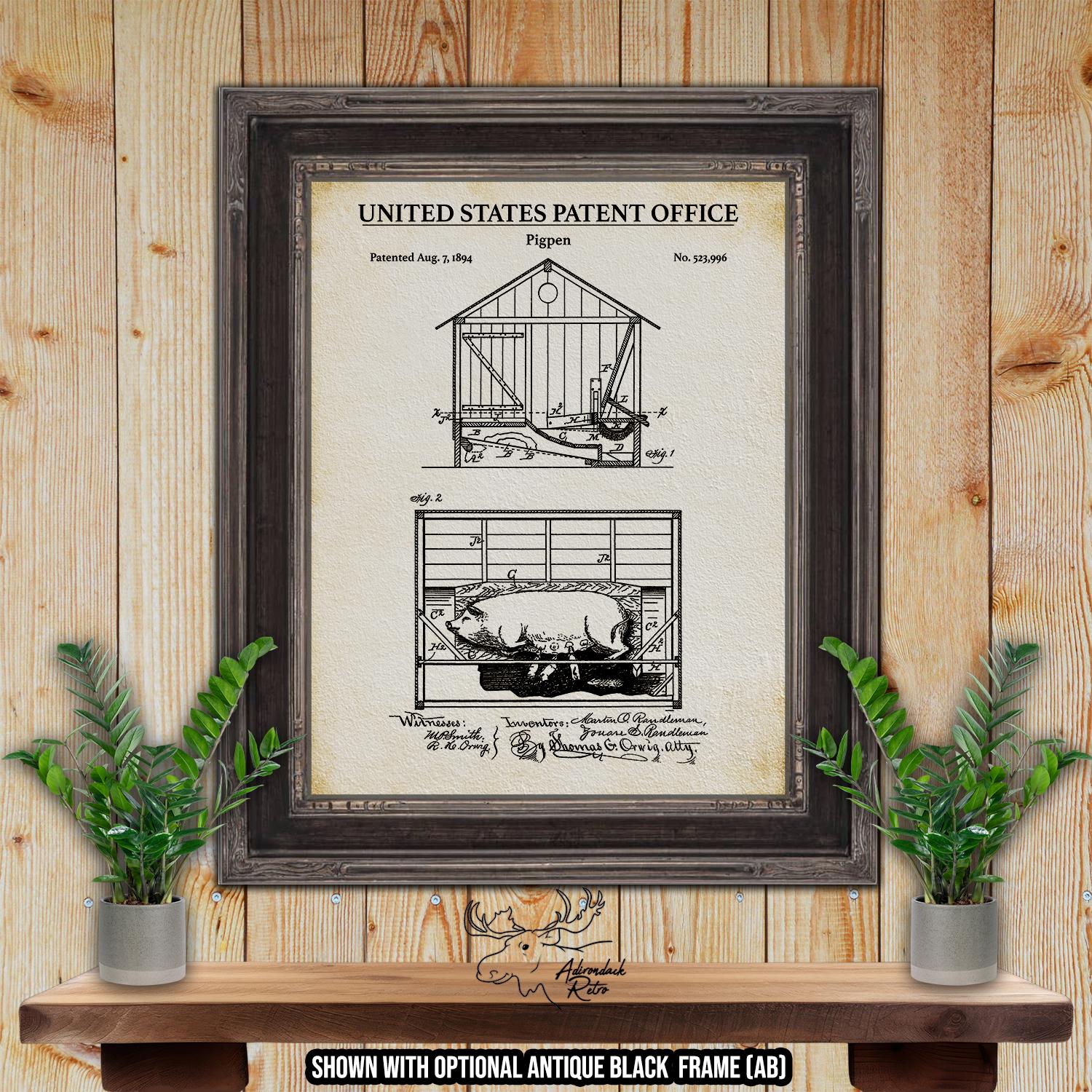 Pigpen Patent Print - 1894 Farming Invention at Adirondack Retro