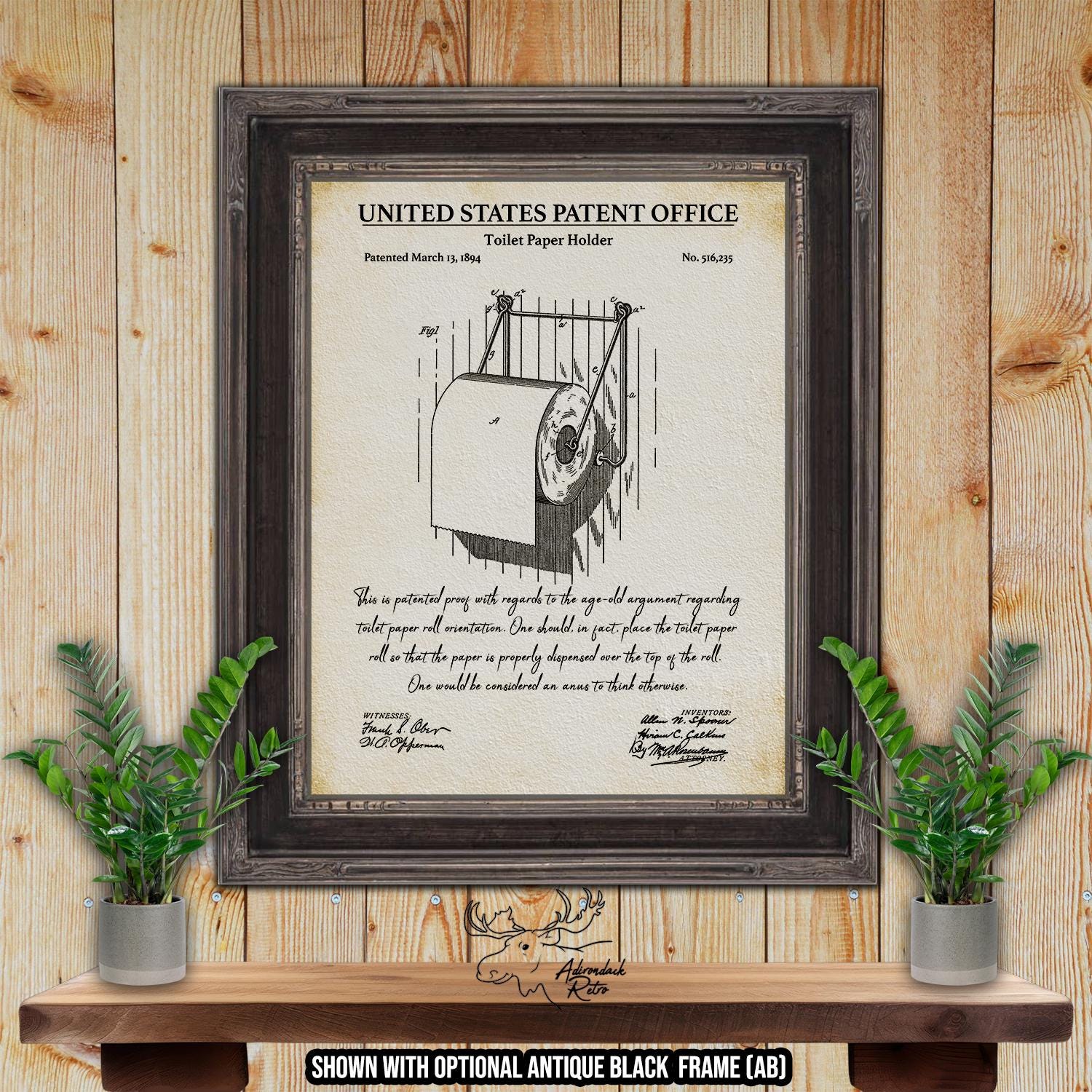 Humorous Toilet Paper Roll Quote - Vintage Bathroom Novelty Patent Print at Adirondack Retro