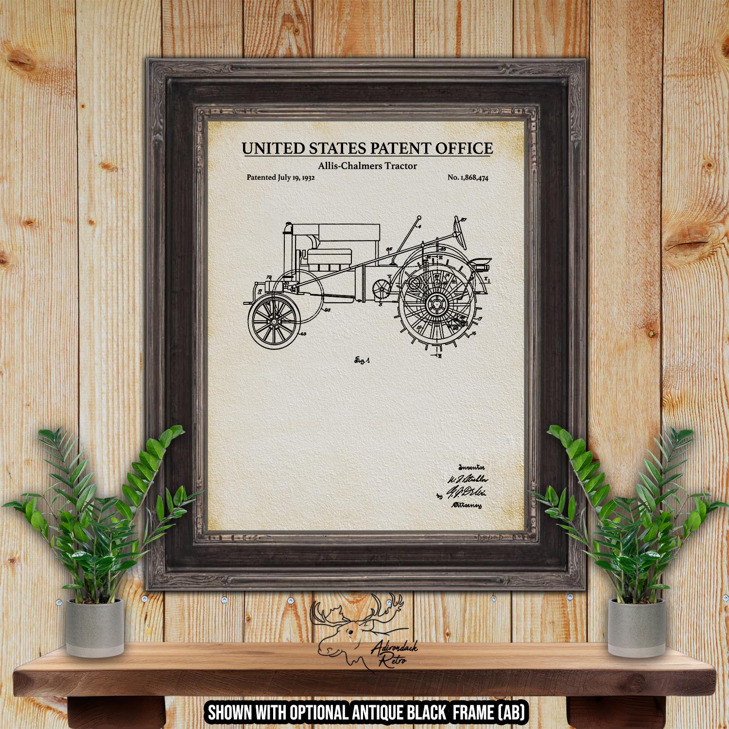 Allis Chalmers Tractor Patent Print - 1932 Tractor Invention - Rustic Tractor Poster at Adirondack Retro