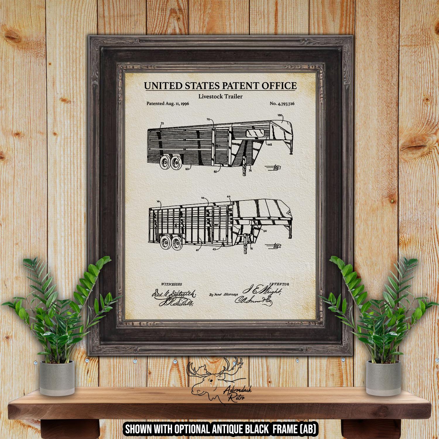Livestock Trailer Patent Print - 1996 Farming Invention at Adirondack Retro