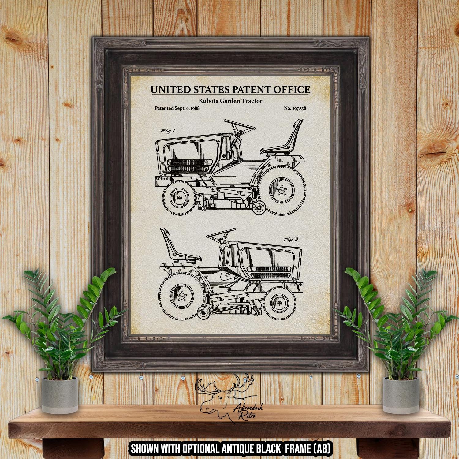Kubota Garden Tractor Patent Print - 1988 Tractor Invention at Adirondack Retro