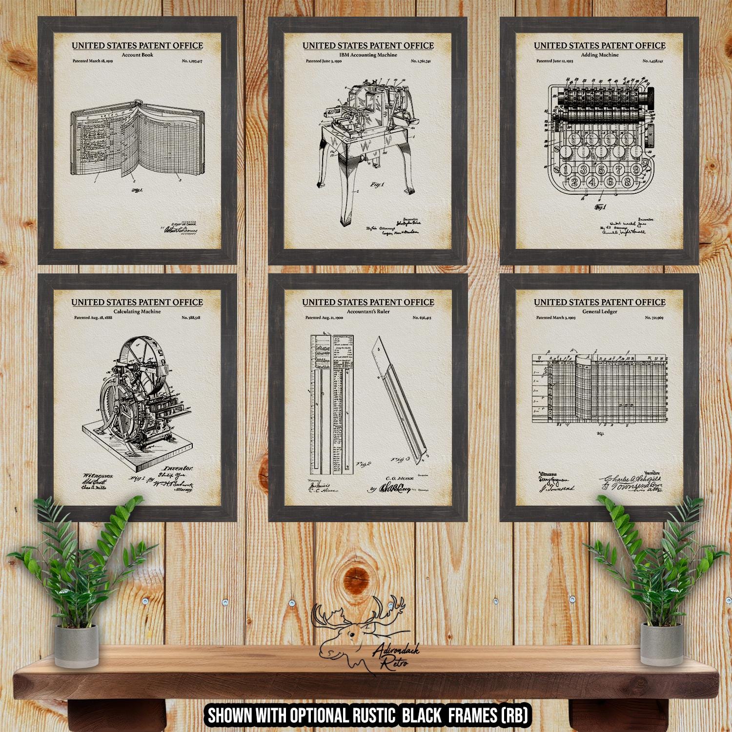 Accounting Patent Print Set of 6 - Accounting Inventions - Accounting Posters at Adirondack Retro
