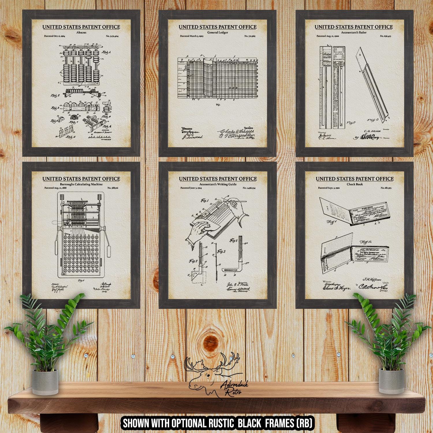 Accounting Patent Print Set of 6 - Accounting Inventions - Accounting Posters at Adirondack Retro