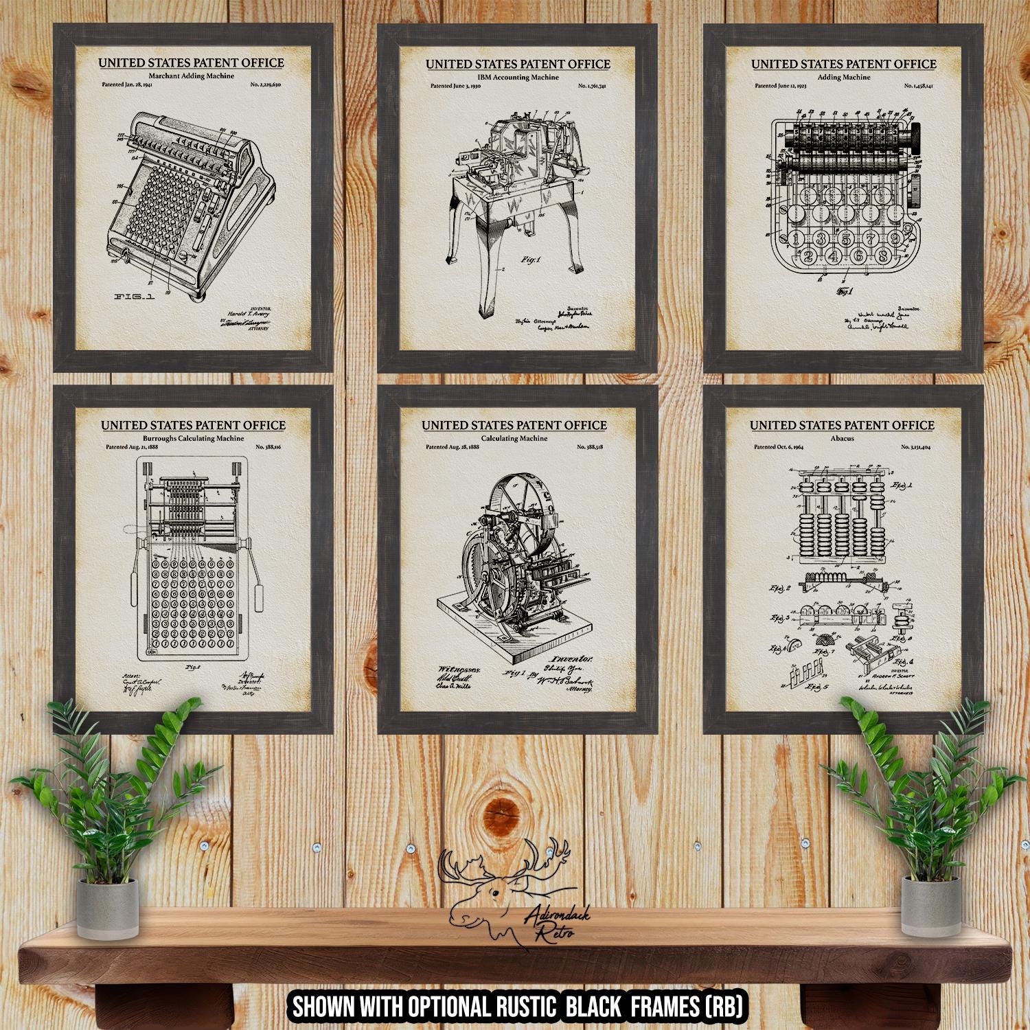 Accounting Patent Print Set of 6 - Accounting Machine Inventions at Adirondack Retro