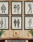 Diving Suit Patent Print Set of 6 - Deep Sea Diving Posters - Scuba Diving Inventions at Adirondack Retro