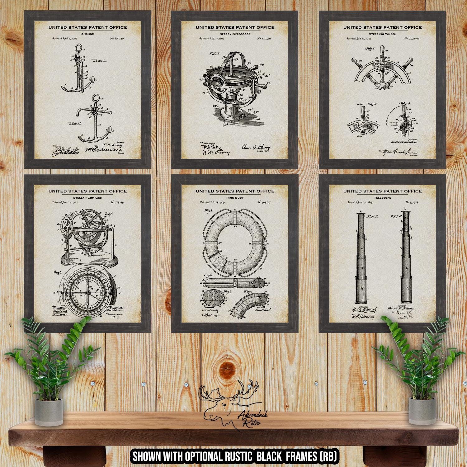 Nautical Patent Print Set of 6 - Nautical Posters - Sailing Inventions at Adirondack Retro