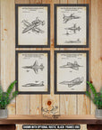 Military Aircraft Patent Print Set of 4 - Aviation Posters - Military Airplane Inventions at Adirondack Retro