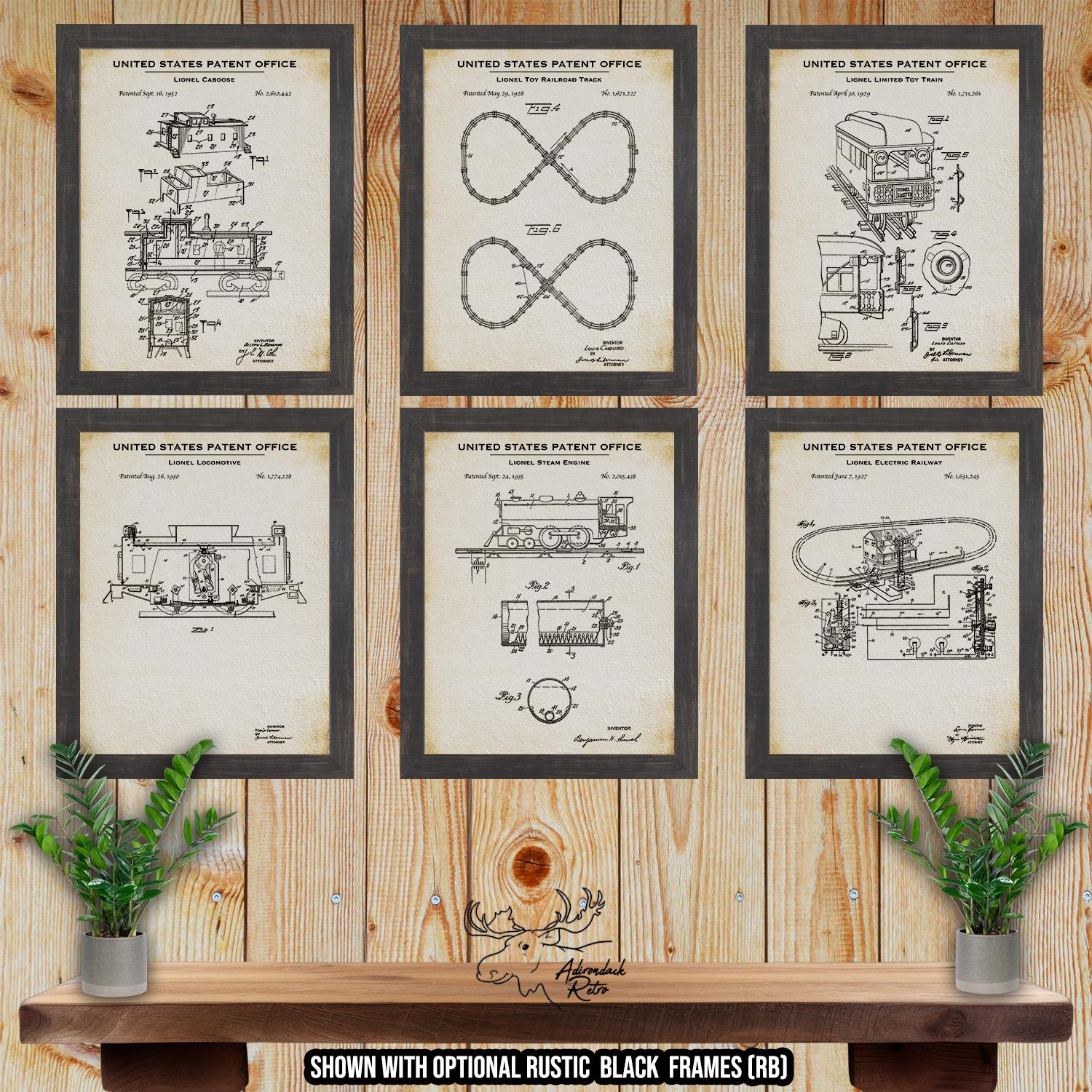 Model Train Patent Print Set of 6 - Model Train Posters - Model Railroad Inventions at Adirondack Retro