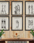Gas Pump Patent Print Set of 6 - Petroliana Poster Set - Gas Pump Inventions at Adirondack Retro