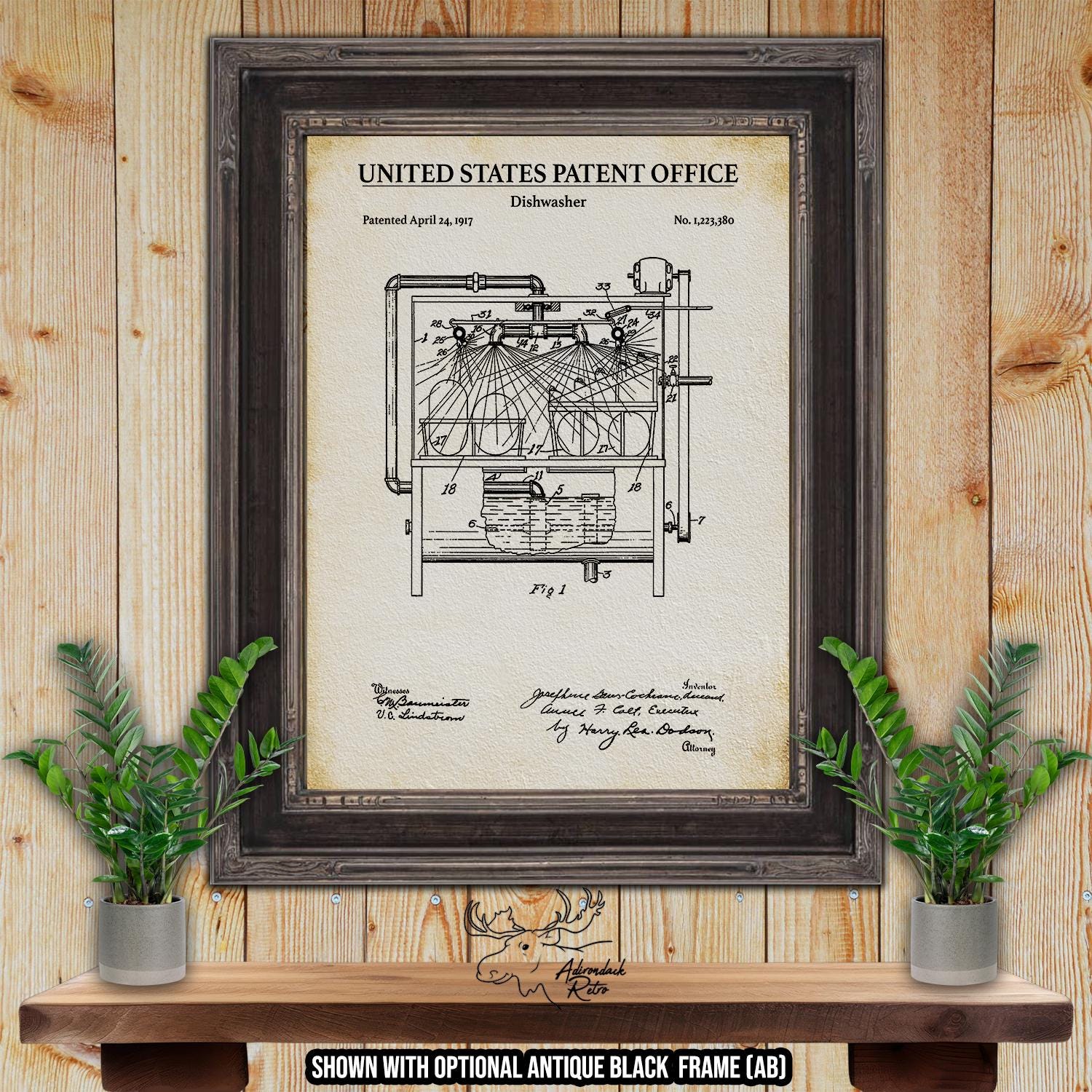 Dishwasher Patent Print - 1917 Kitchen Appliance Illustration - Kitchen Invention at Adirondack Retro