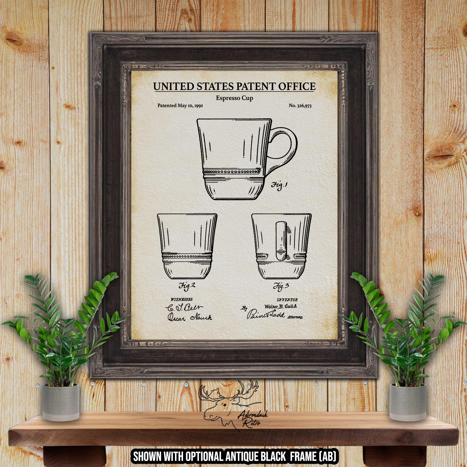Espresso Cup Patent Print - 1992 Espresso Cup Poster - Coffee Shop Invention at Adirondack Retro