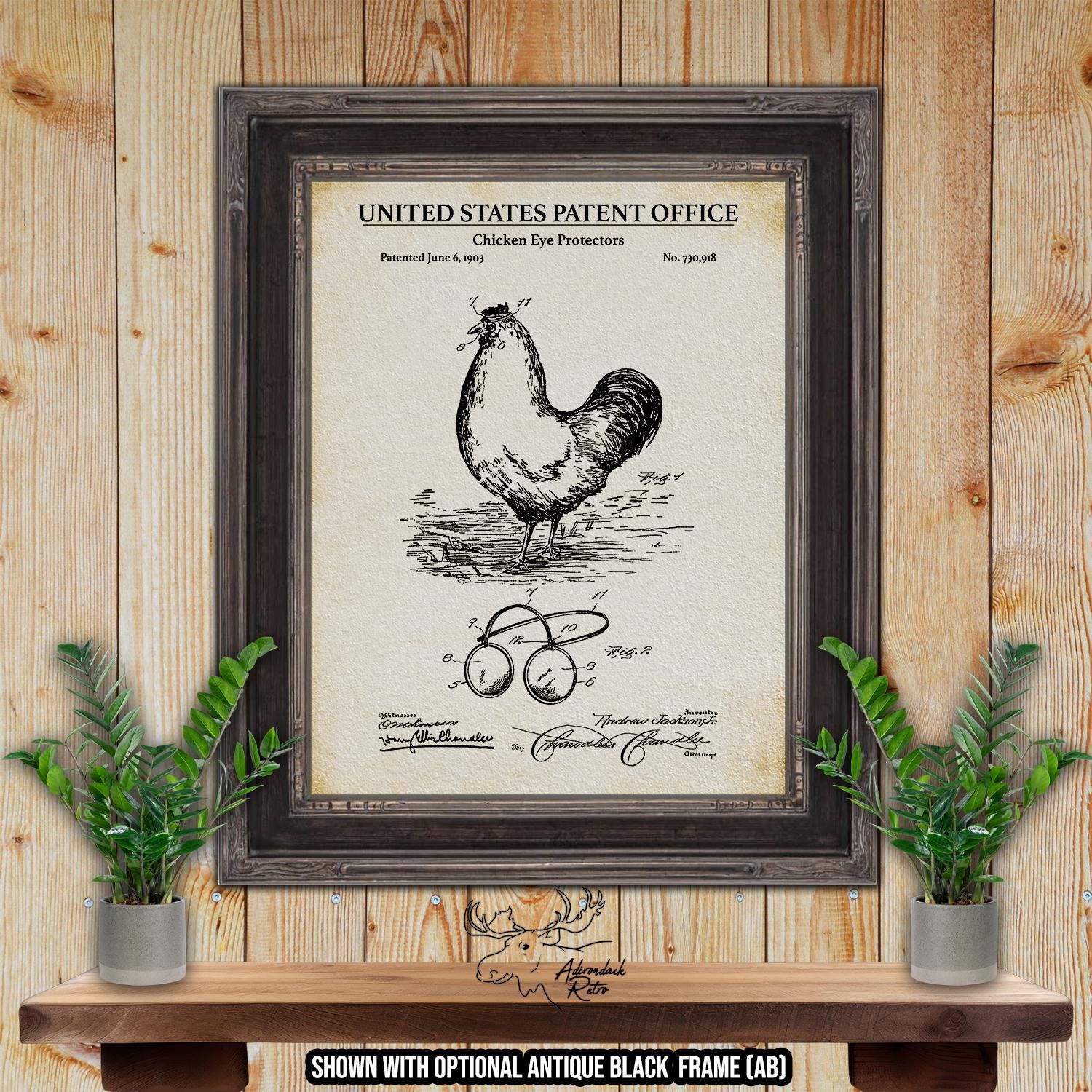 Chicken Eye Protectors Patent Print - 1903 Farming Invention at Adirondack Retro