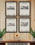 Railroad Patent Print Set of 4 - Vintage Train Posters - Railroad Inventions at Adirondack Retro
