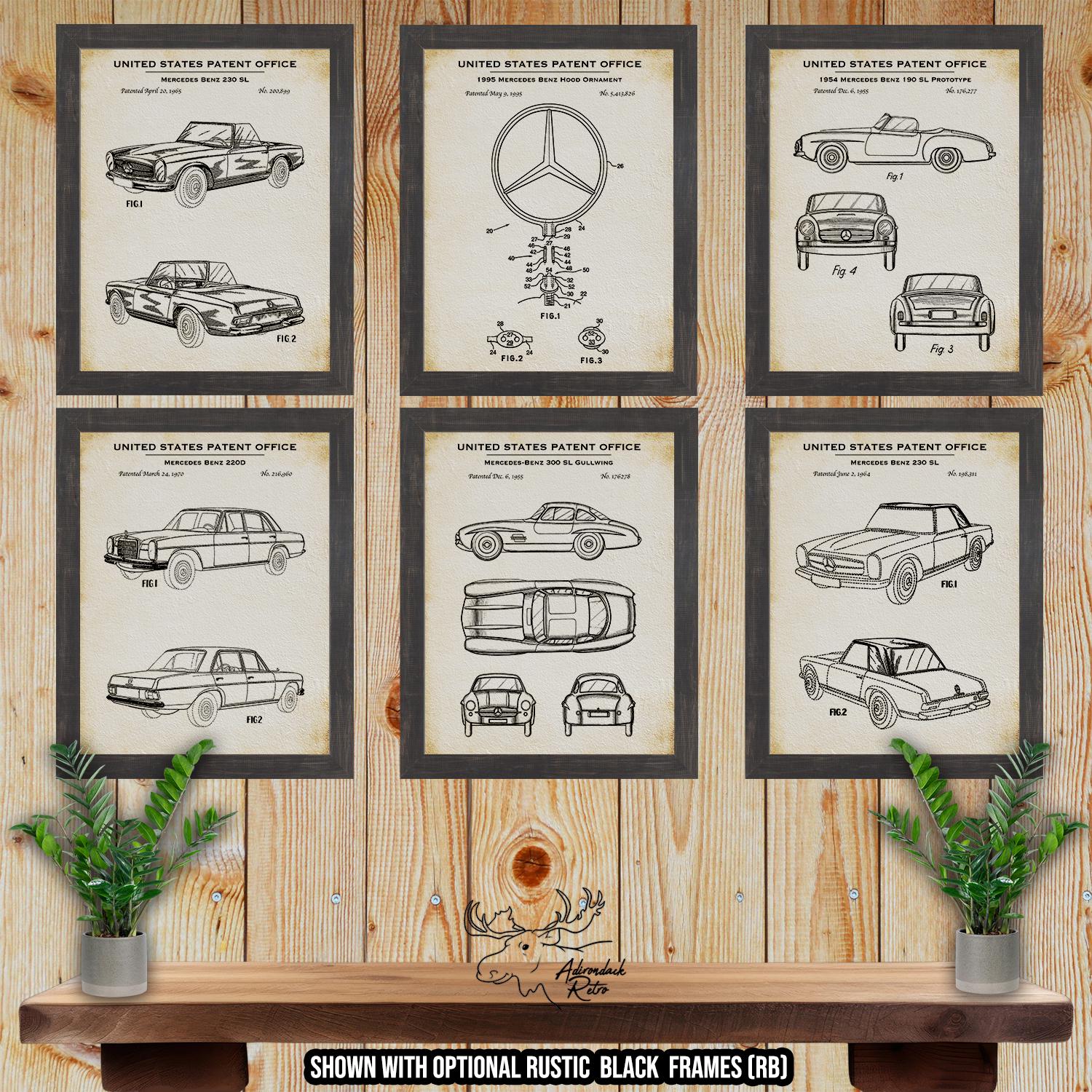 German Automobile Patent Print Set of 6 - Vintage Foreign Car Inventions at Adirondack Retro