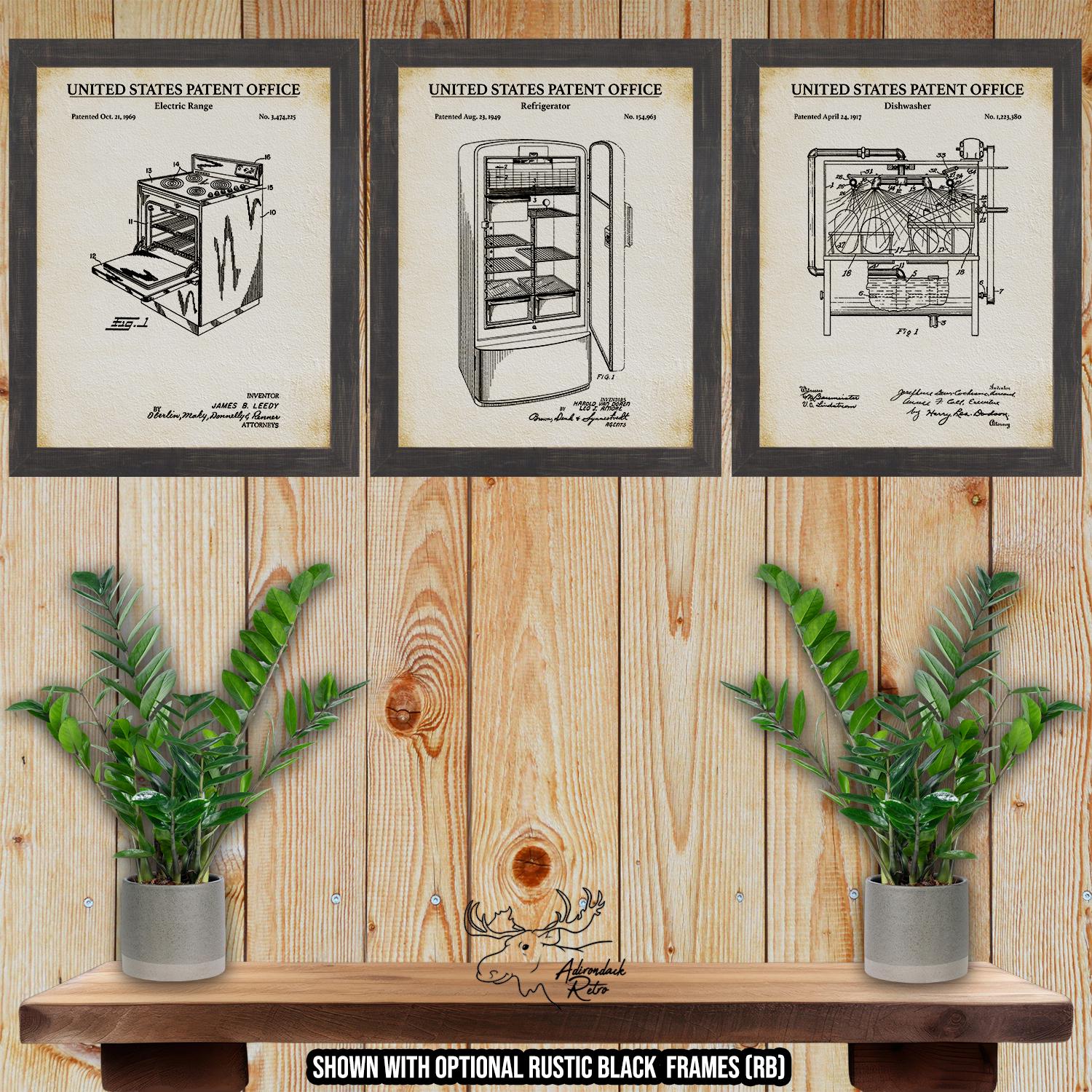Kitchen Appliance Patent Print Set of 3 - Retro Kitchen Posters - Kitchen Appliance Inventions at Adirondack Retro