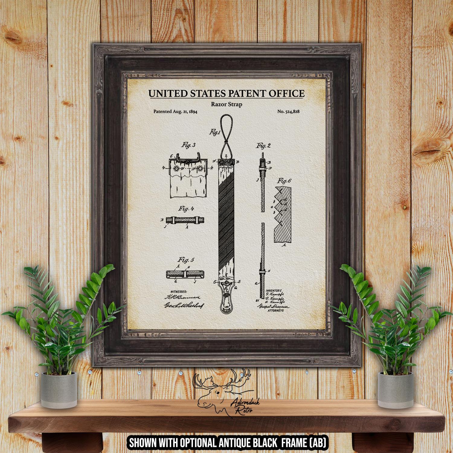 Razor Strap Patent Print - Shaving Razor Strap Poster - 1894 Shaving Invention at Adirondack Retro