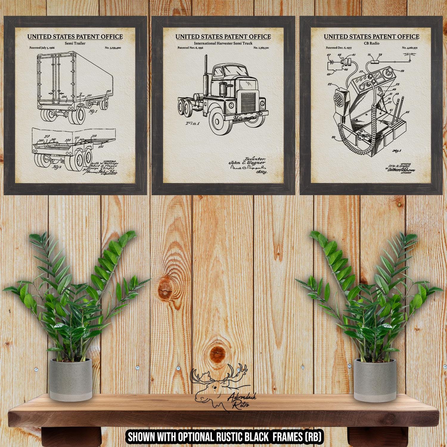 Semi Truck Patent Print Set of 3 - Semi Truck Posters - Trucking Inventions at Adirondack Retro