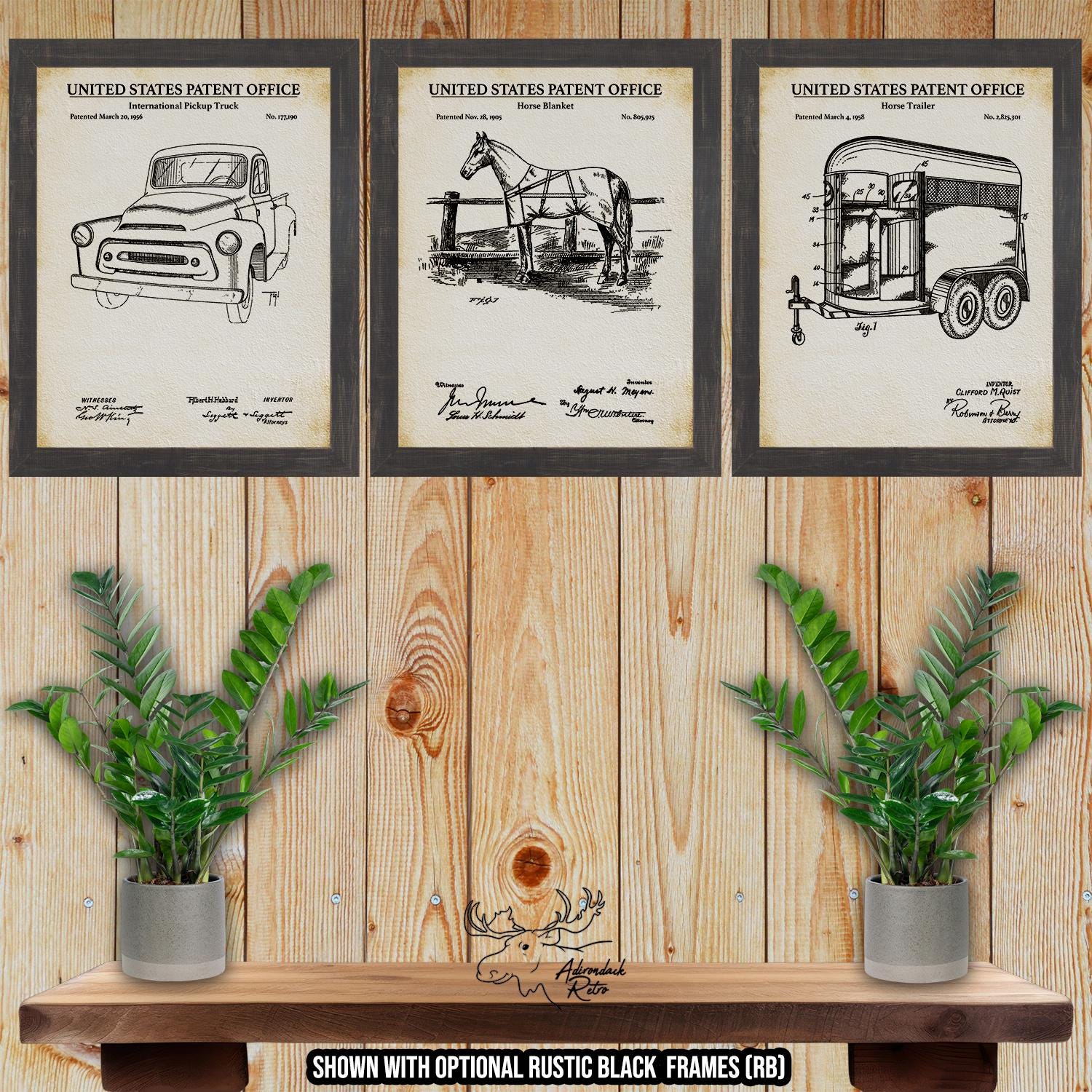 Horse Owner Patent Print Set of 3 - Farming Inventions at Adirondack Retro