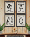 Horseback Riding Patent Print Set of 4 - Horse Owner Gift - Retro Horse Inventions at Adirondack Retro