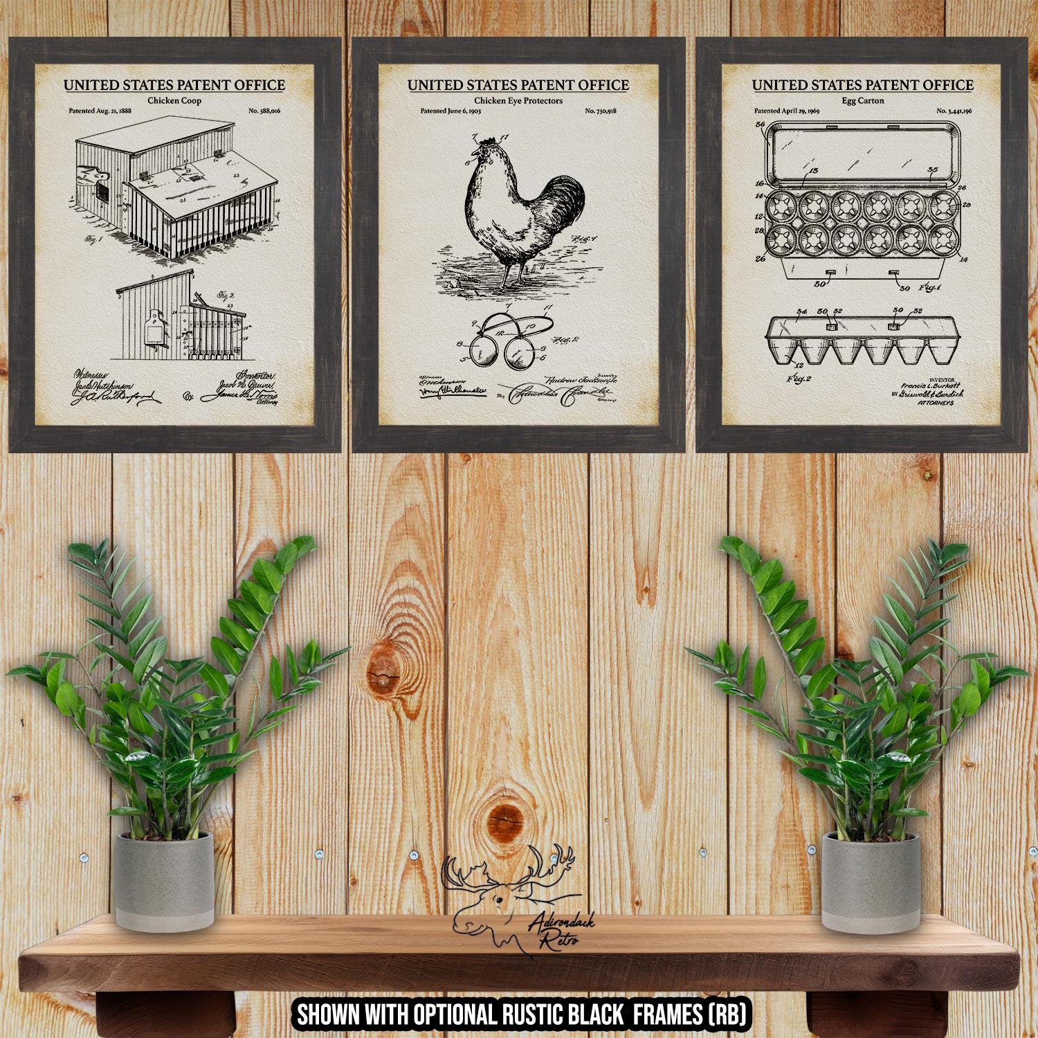 Chicken Farm Patent Print Set of 3 - Poultry Farm Inventions at Adirondack Retro