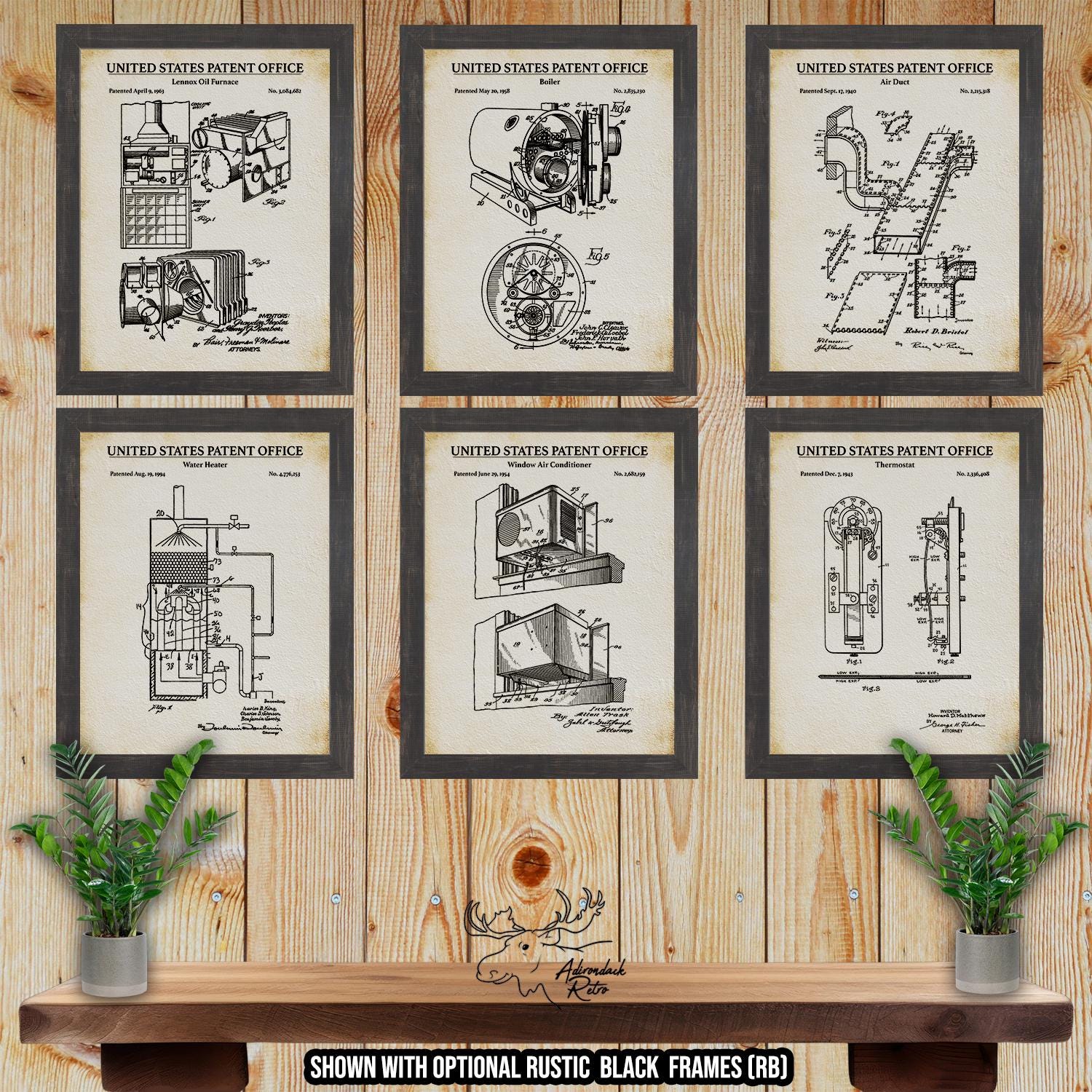HVAC Patent Print Set of 6 - HVAC Inventions at Adirondack Retro