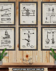 Fitness Equipment Patent Print Set of 6 - Exercise Equipment Posters - Home Gym Inventions at Adirondack Retro