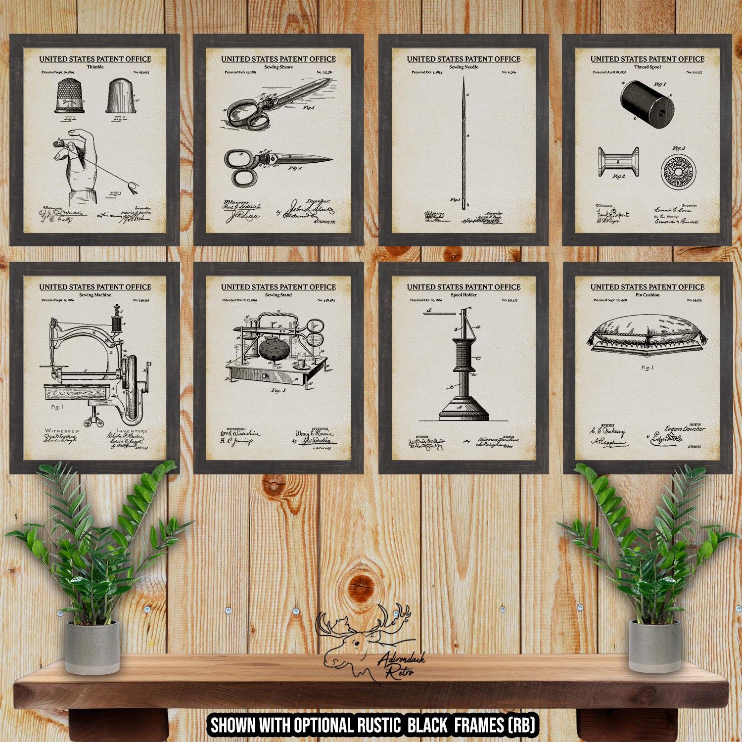 Sewing Patent Print Set of 8 - Sewing Inventions - Sewing Posters at Adirondack Retro