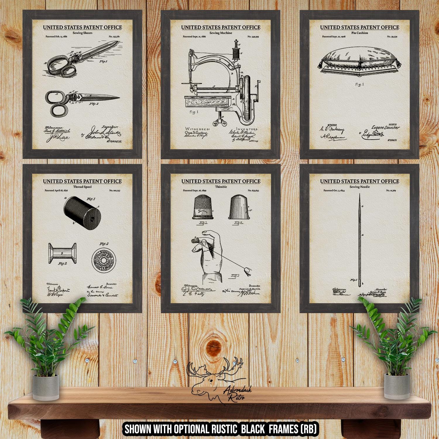Sewing Patent Print Set of 6 - Sewing Inventions - Sewing Posters at Adirondack Retro