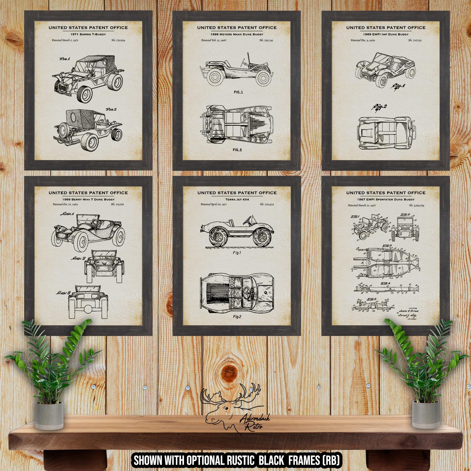 Dune Buggy Patent Print Set of 6 - Dune Buggy Posters - Retro Sport Buggy Inventions at Adirondack Retro