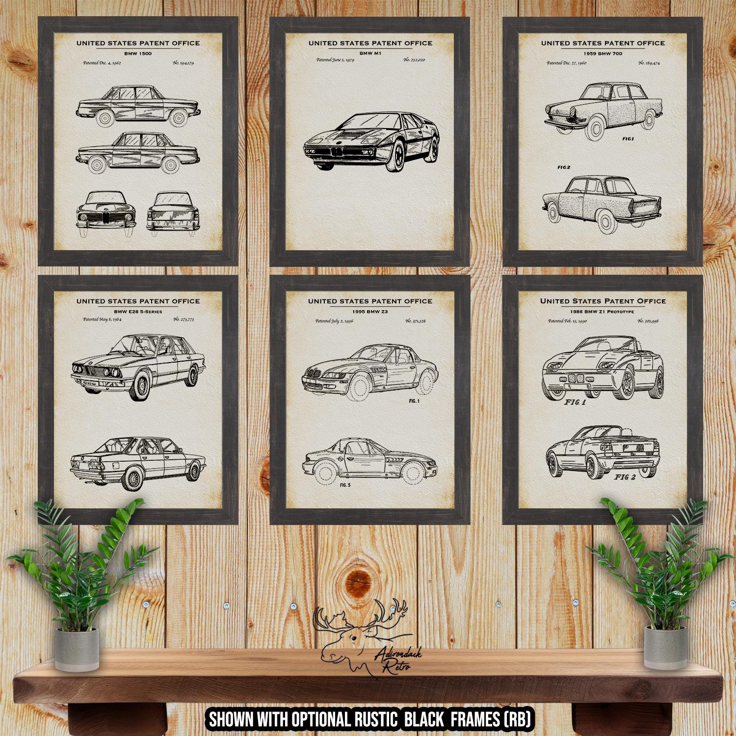 German Automobile Patent Print Set of 6 - Vintage Foreign Car Inventions at Adirondack Retro