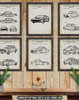 German Automobile Patent Print Set of 6 - Vintage Foreign Car Inventions at Adirondack Retro