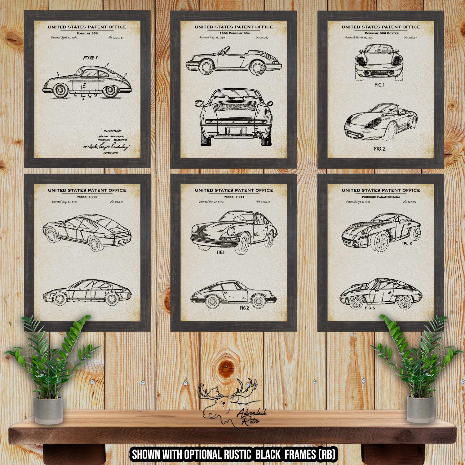 German Automobile Patent Print Set of 6 - Vintage Foreign Car Inventions at Adirondack Retro