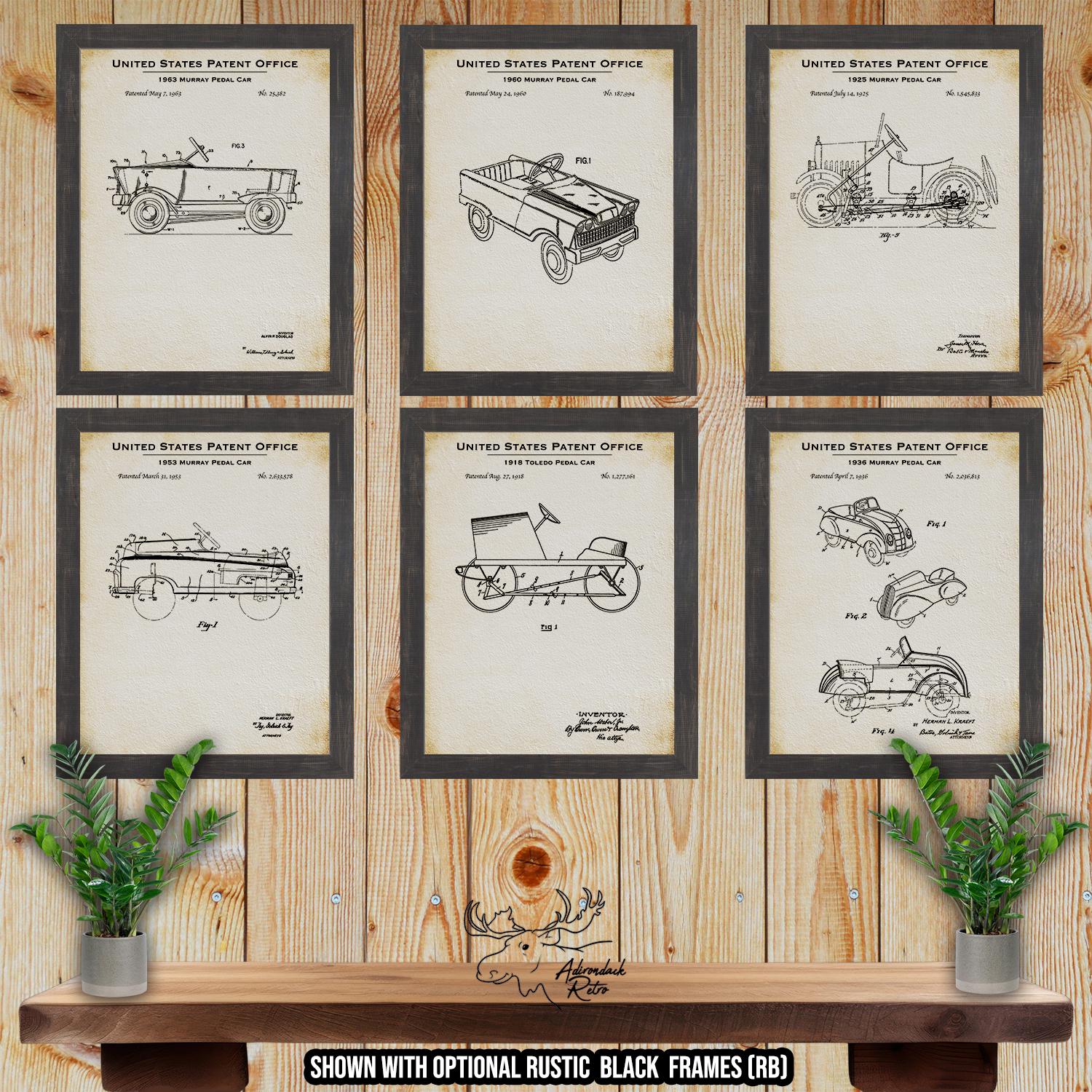 Pedal Car Patent Print Set of 6 - Pedal Car Poster Set - Pedal Car Inventions at Adirondack Retro