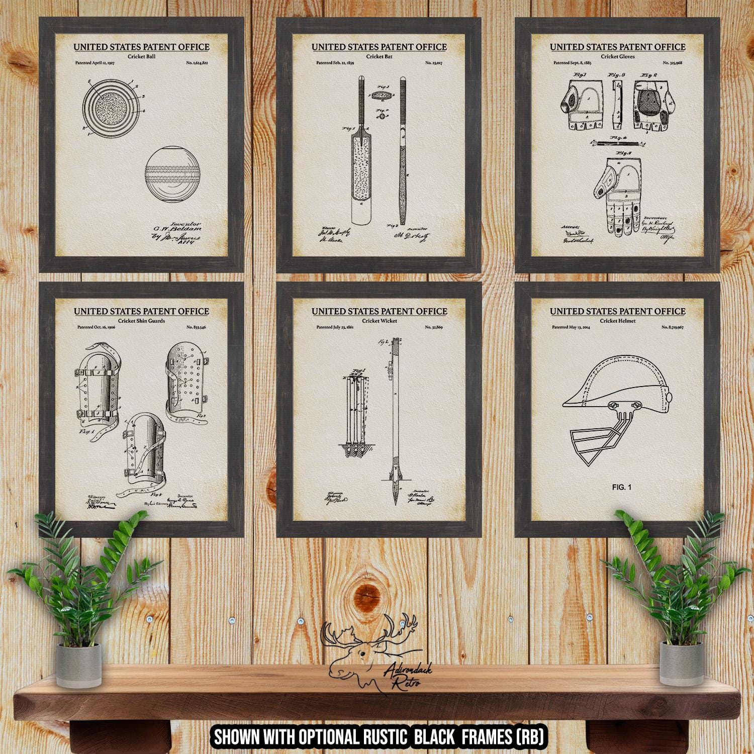 Cricket Patent Print Set of 6 - Retro Cricket Inventions at Adirondack Retro