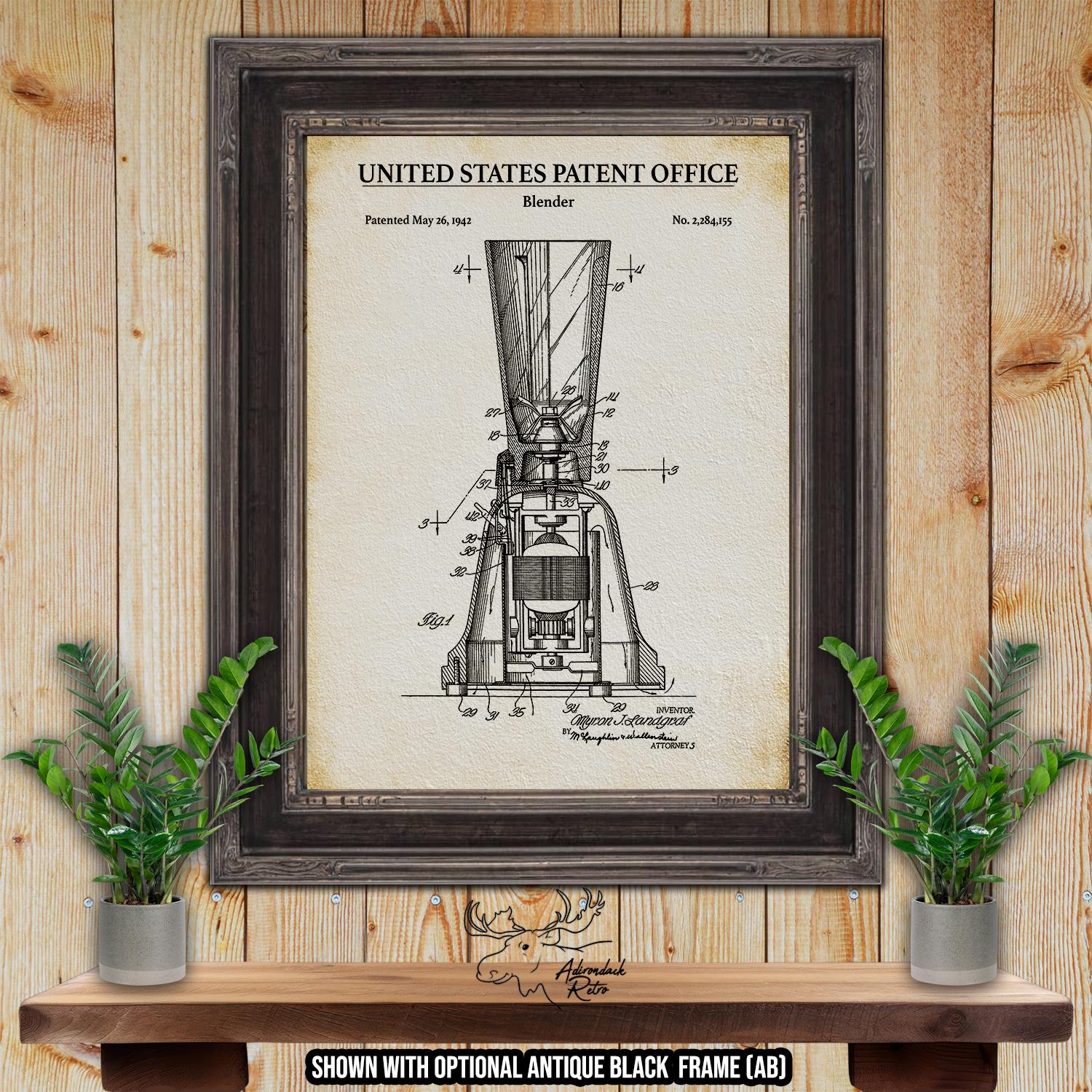 Blender Patent Print - 1942 Kitchen Appliance Illustration - Kitchen Invention at Adirondack Retro