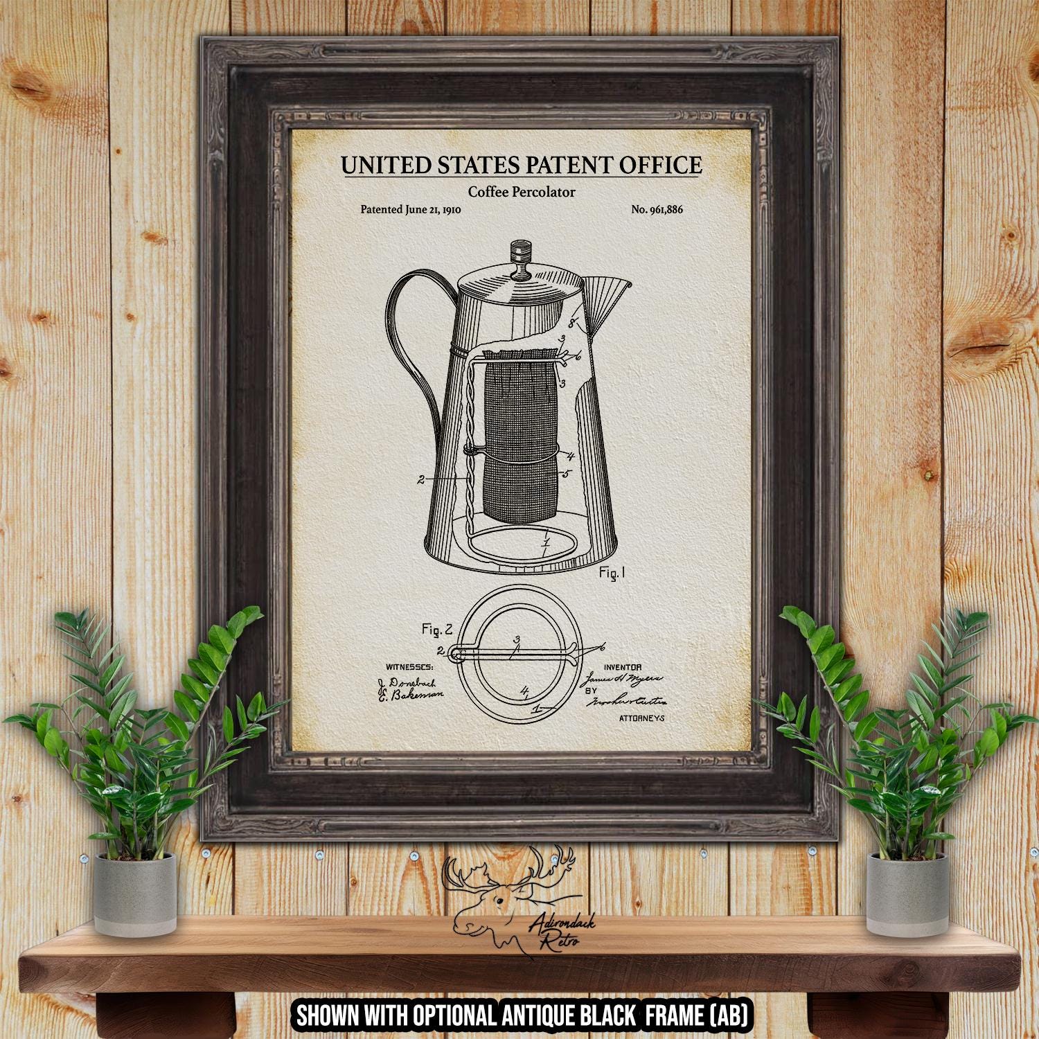 Coffee Percolator Patent Print - Kitchen Appliance Poster - 1910 Coffee Invention at Adirondack Retro
