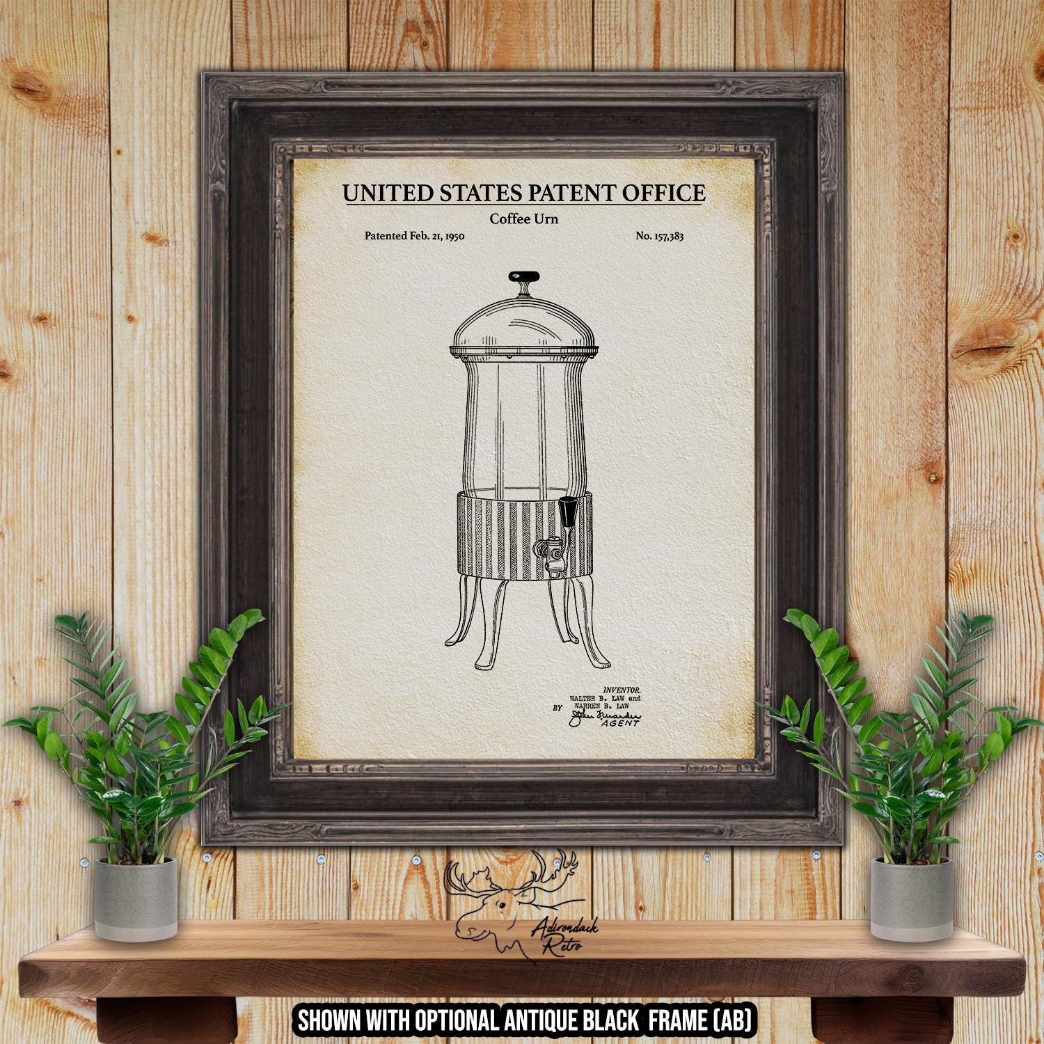 Coffee Urn Patent Print - Kitchen Appliance Poster - 1950 Coffee Invention at Adirondack Retro