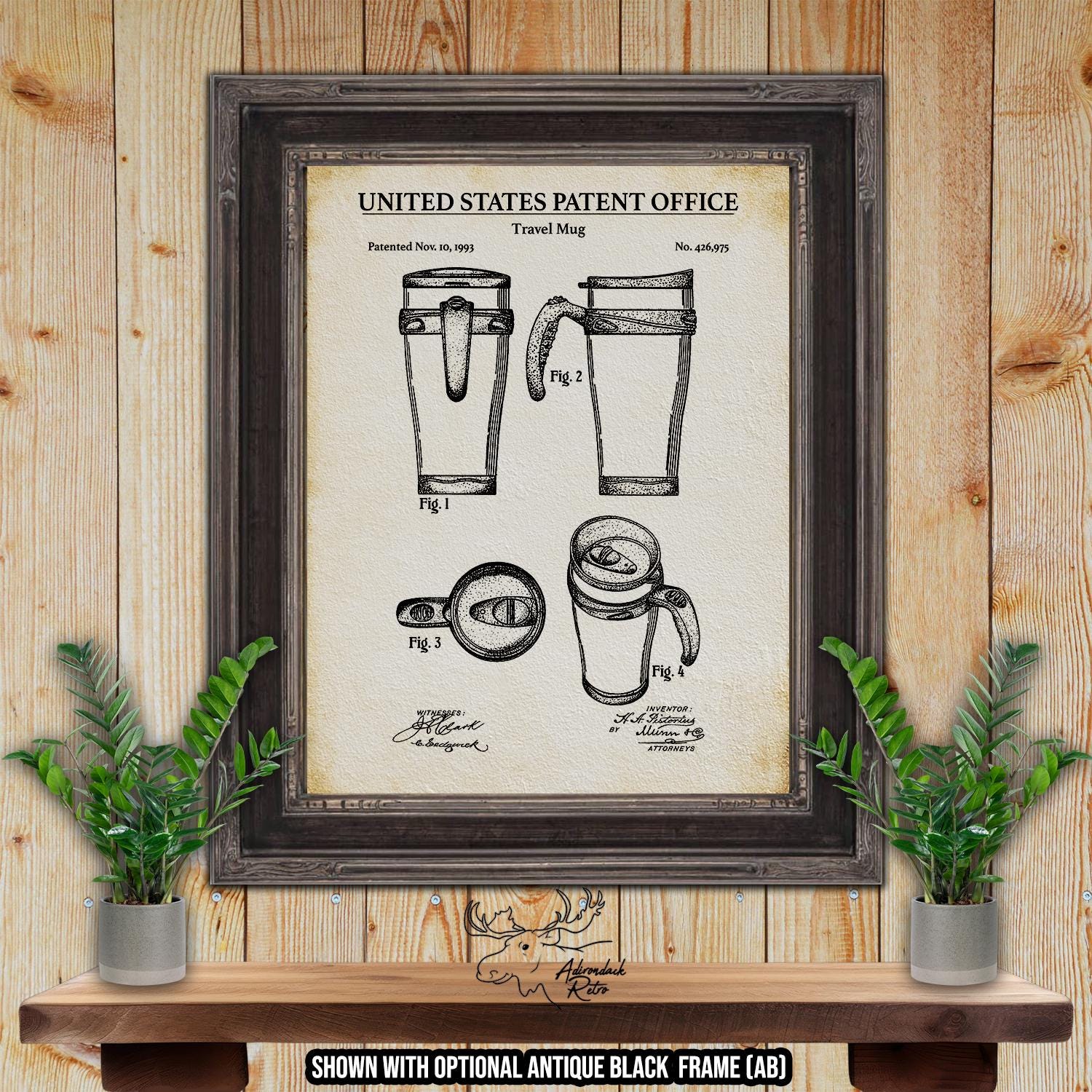 Travel Mug Patent Print - 1993 Coffee Mug Poster - Coffee Invention at Adirondack Retro