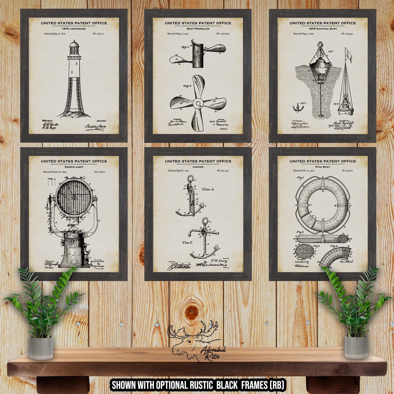 Nautical Patent Print Set of 6 - Nautical Posters - Sailing Inventions at Adirondack Retro