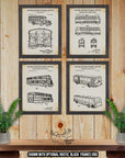 Bus Patent Print Set of 4 - Vintage Bus Posters - Bus Inventions at Adirondack Retro