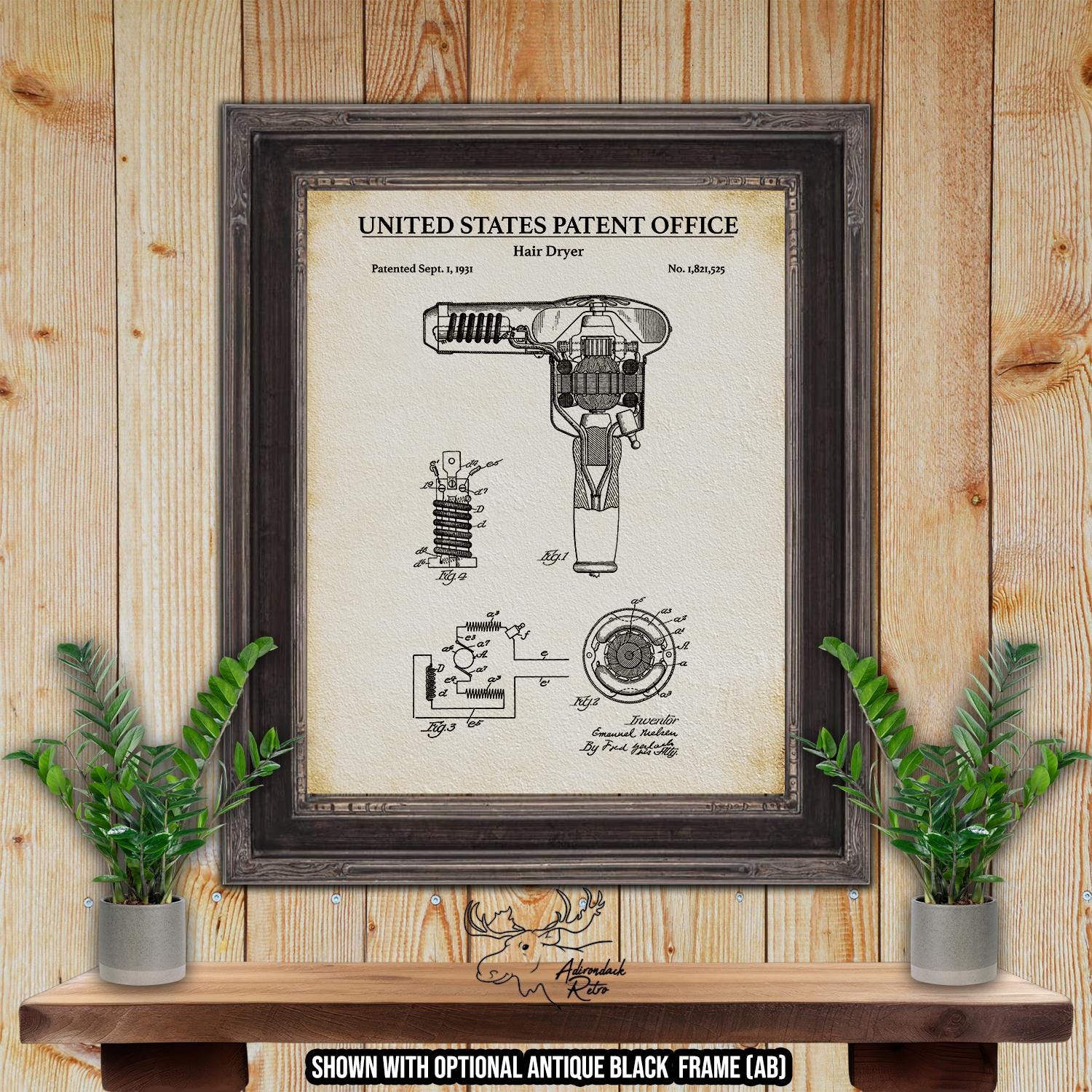 Hair Dryer Patent Print - Hair Dryer Poster - 1931 Hair Care Invention at Adirondack Retro