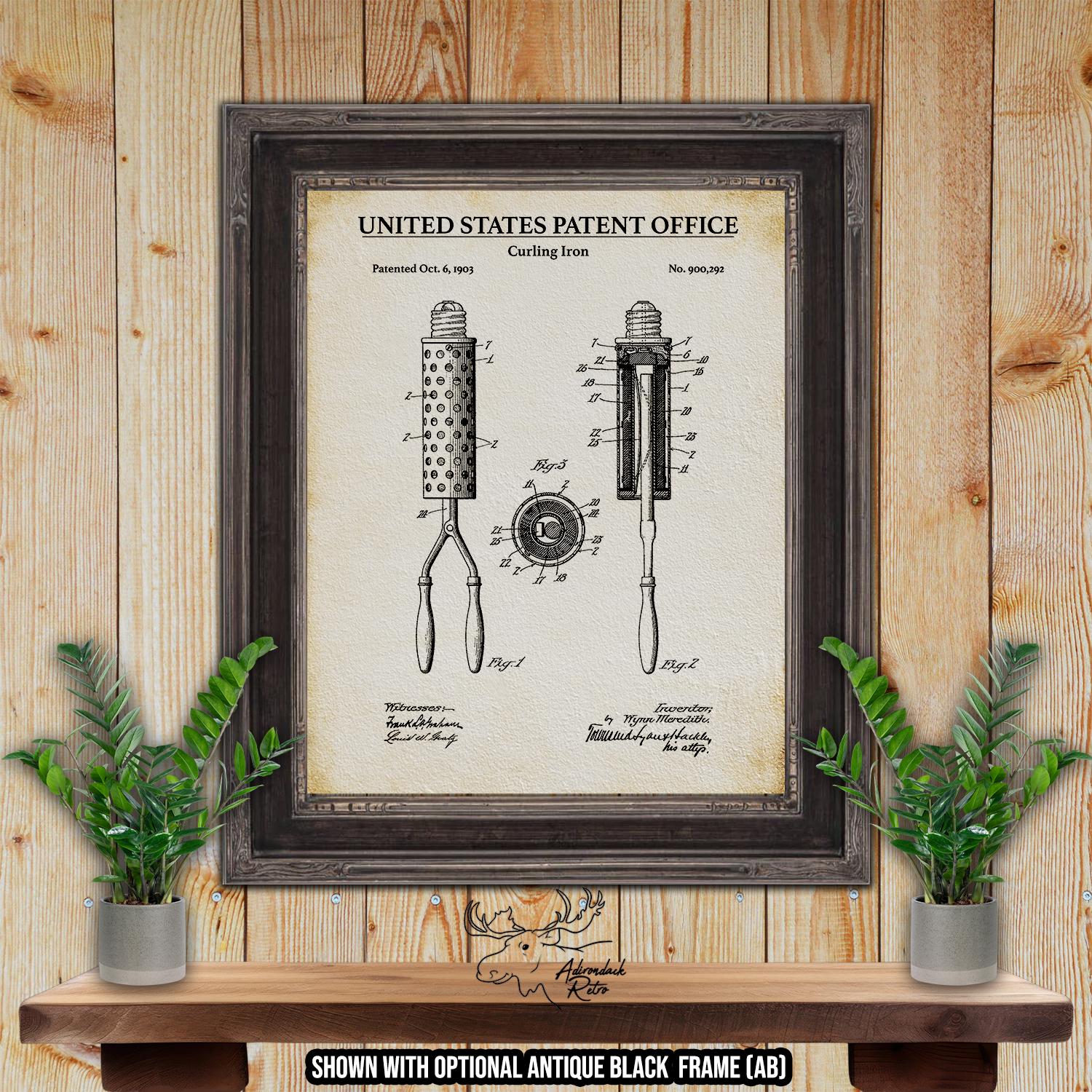 Curling Iron Patent Print - Curling Iron Poster - 1903 Hair Care Invention at Adirondack Retro