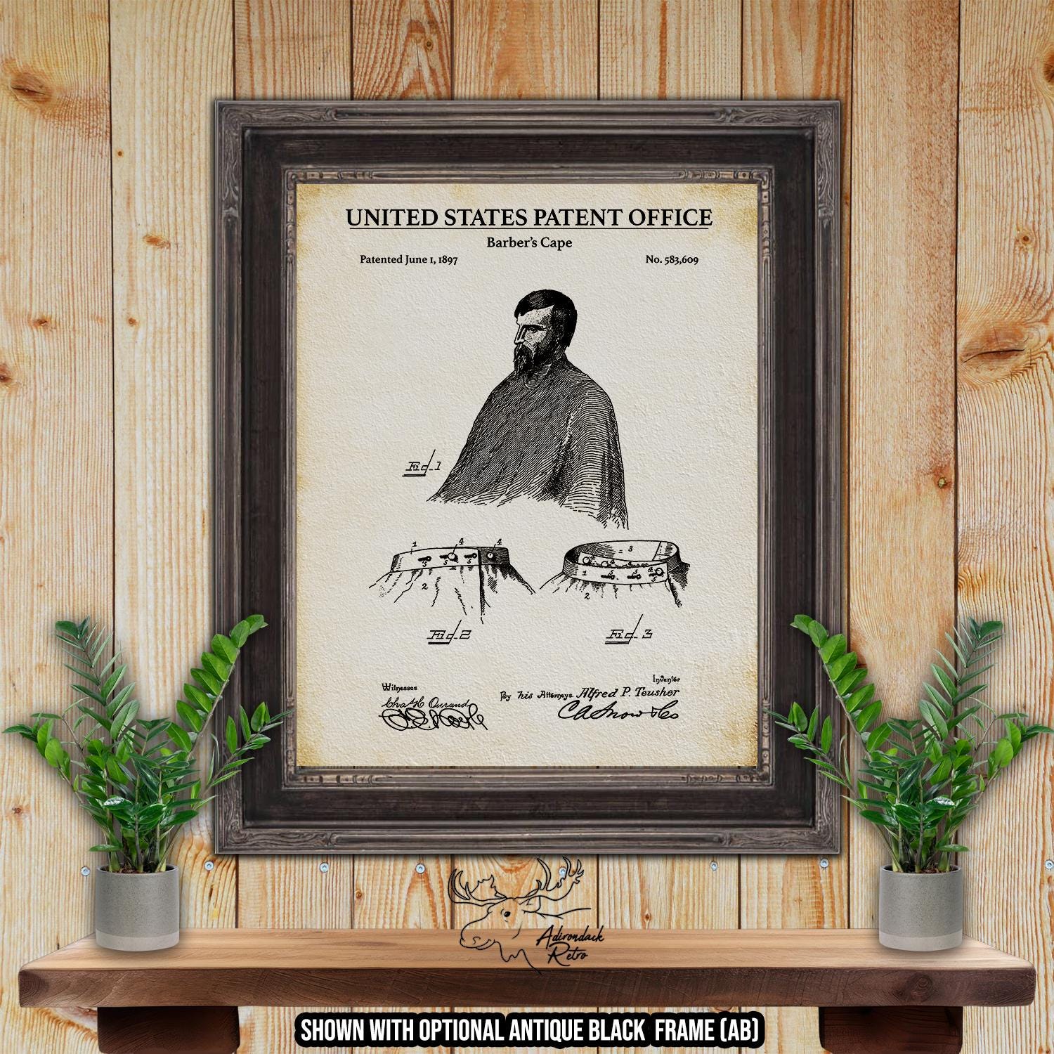 Barber Cape Patent Print - Barber's Cape Poster - 1900 Haircut Invention at Adirondack Retro