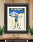a picture of a man on skis on a wall