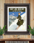 a picture of a woman skiing on a mountain