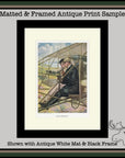 Adirondack Retro Matted & Framed Antique Print Sample with Antique White Mat
