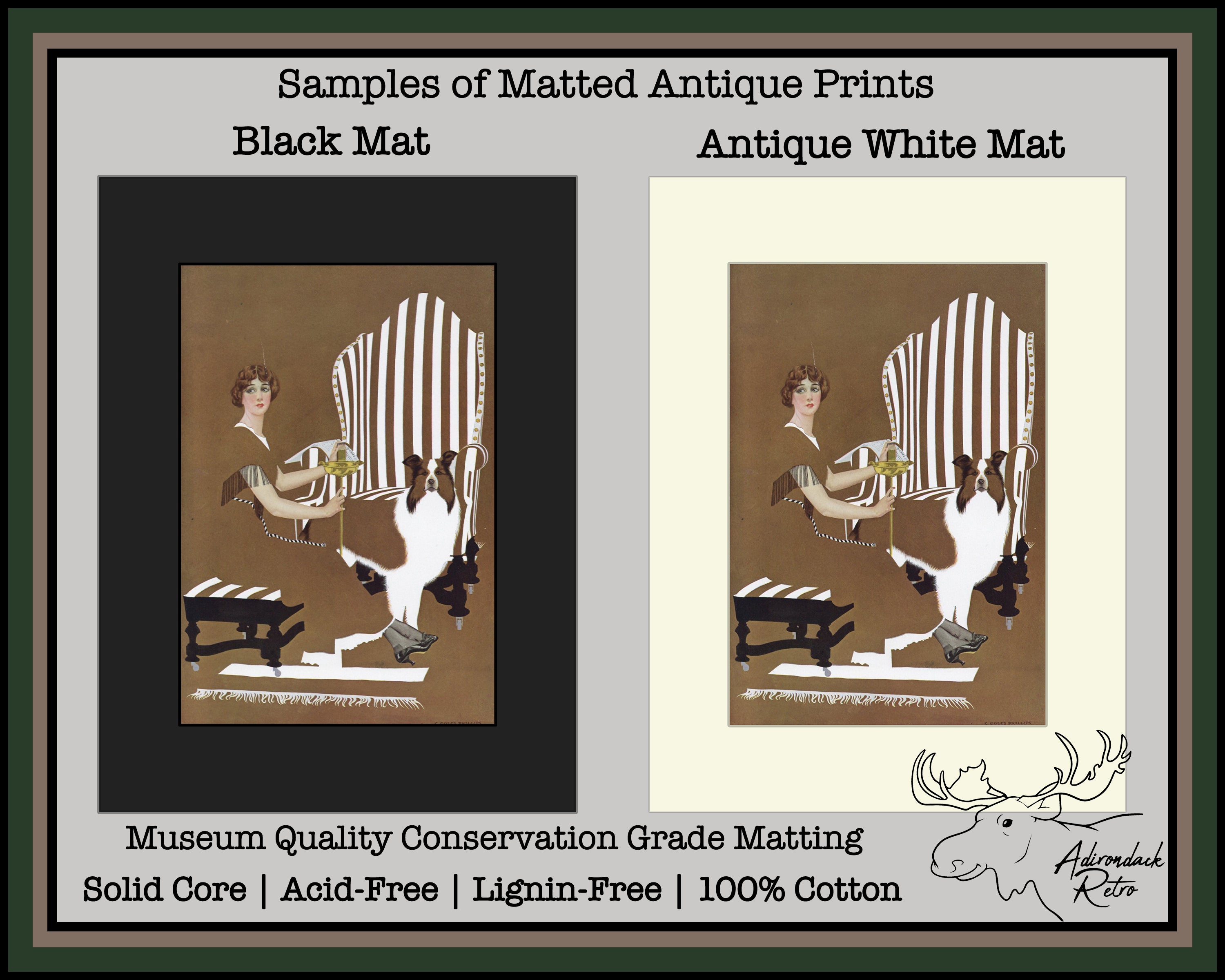 Adirondack Retro Matted Antique Print Samples